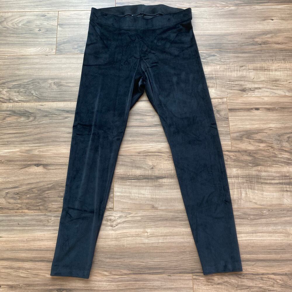 Old Navy Velvet Pants Womens L Black Stretch Leggings Ankle Tapered Classic Goth